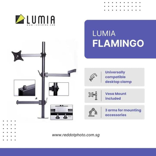 Lumia Black Flamingo Aluminium Universal Desktop Mounting system with Vesa Monitor Mounting Bracket