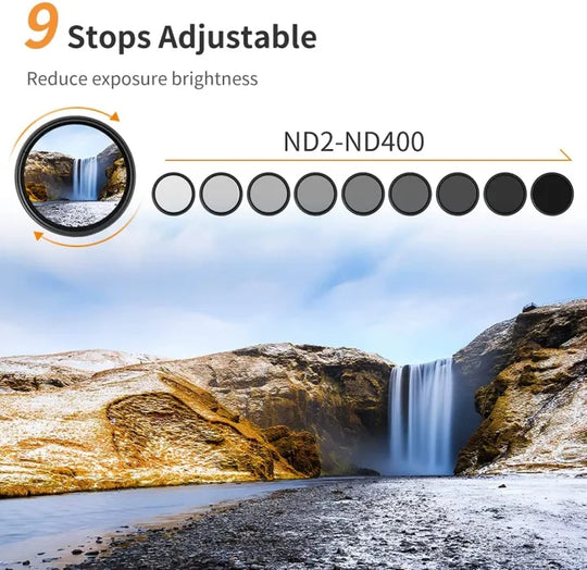 K&F Concept 49 / 52 / 58 / 62 / 67 / 72 / 77 / 82 Ultra Slim Multi Coated Variable Neutral Density Filter ND2 - ND400