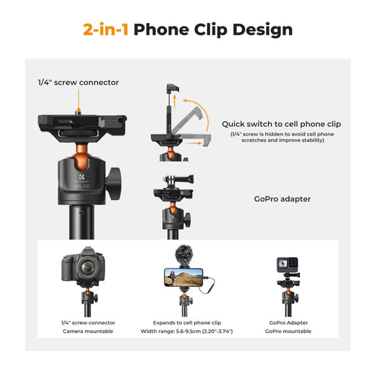 K&F Concept MS24 2 in 1 Selfie Stick Tripod