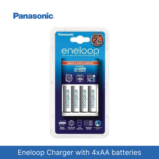 Panasonic Eneloop Charger with 4xAA 1900mAH NiMH Batteries