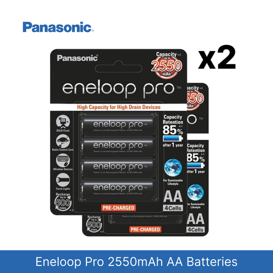 [日本制造]（2 件装）[免费送货] Panasonic Eneloop 2550mAh Pro 电池（预充电和可充电）