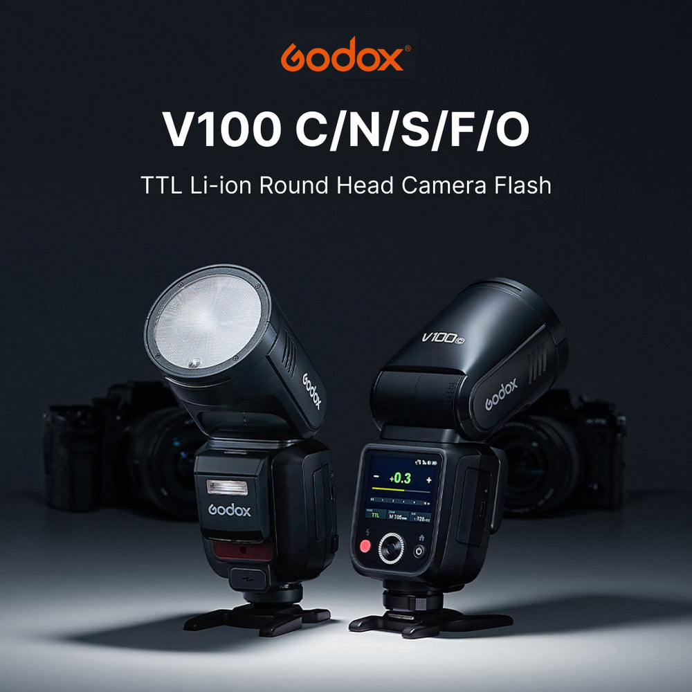 Godox V100 100W TTL Li-ion Round Head Camera Flash Wireless Transmission Speedlite Flash