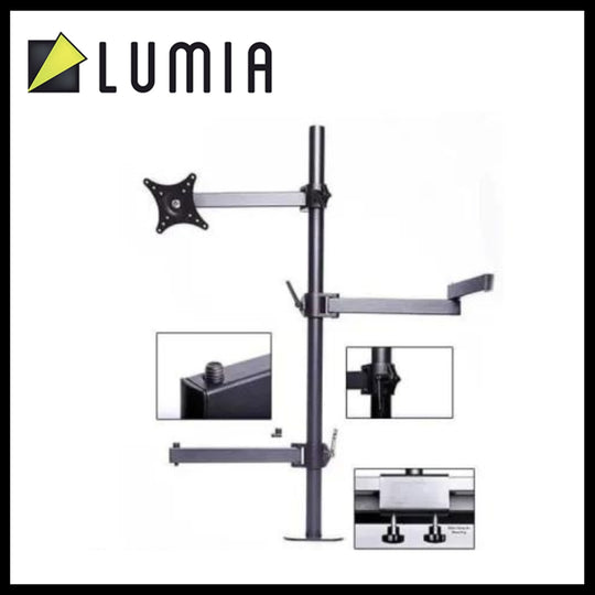 Lumia Black Flamingo Aluminium Universal Desktop Mounting system with Vesa Monitor Mounting Bracket