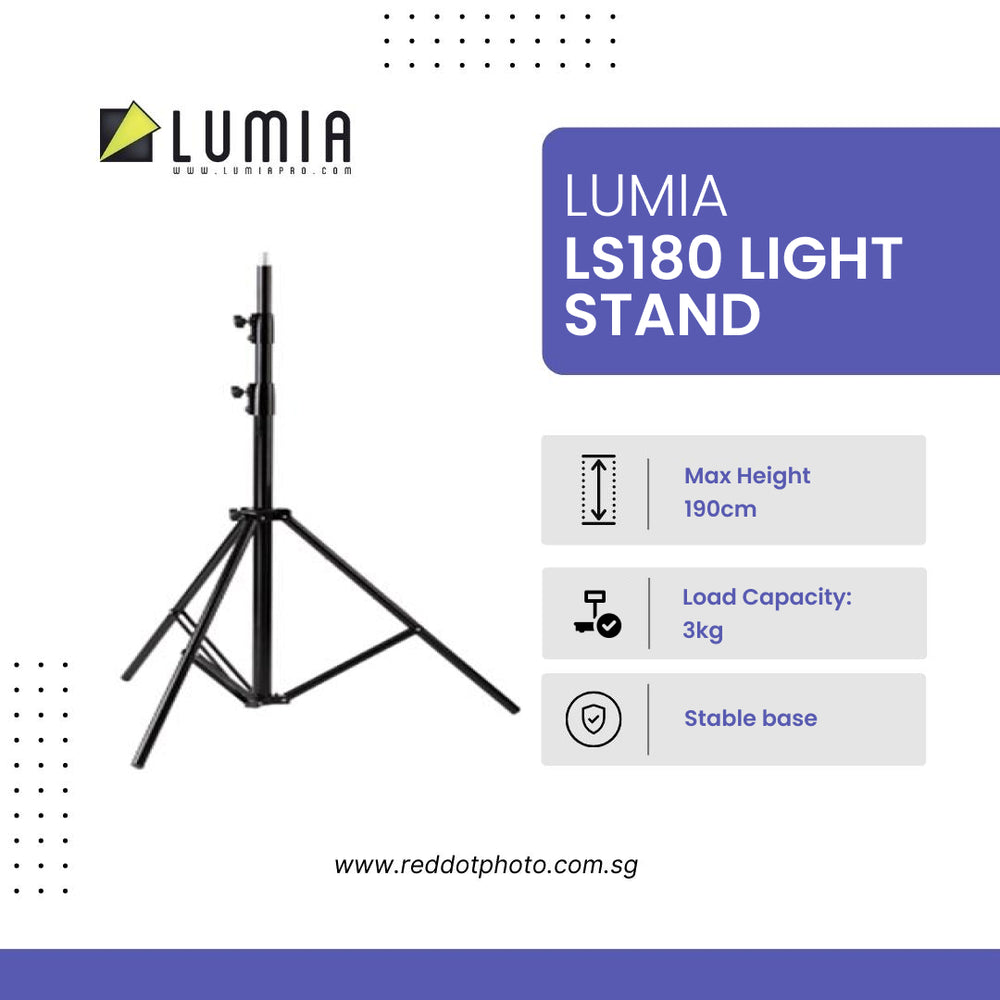 Lumia Basic Light Stand (LS180A) 3-sections 180cm light stand