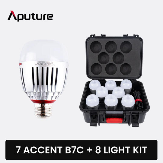 APUTURE ACCENT B7C RGBWW LED 8-LIGHT KIT WITH CHARGING CASE + 7 B7C LED light combo