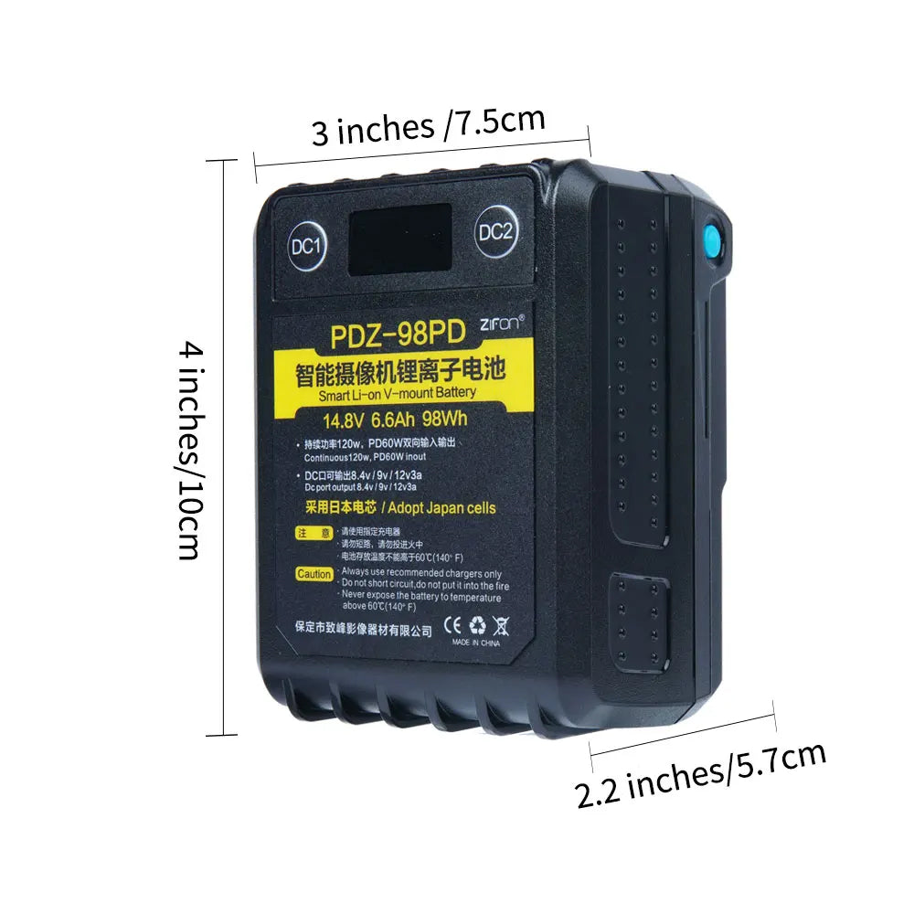 ZiFon PDZ-98PD 98Wh 14.8V V-mount Battery (Suitable for Aputure)