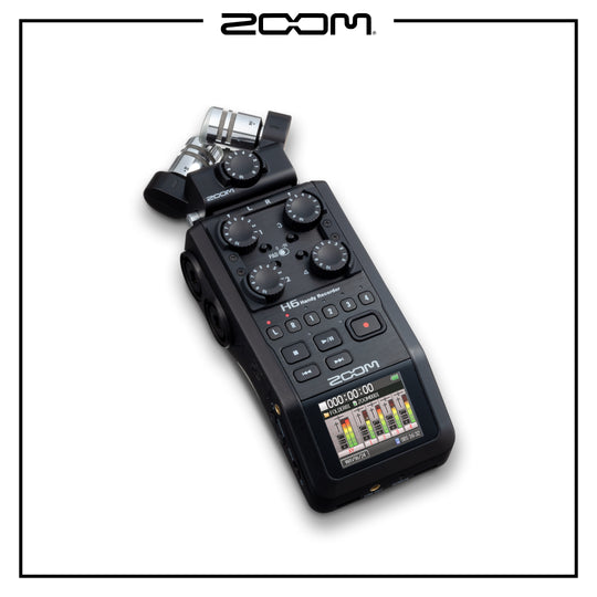 Zoom H6 Black 6-Input / 6-Track Portable Handy Recorder with Single Mic Capsule (Black) 2020 EDITION